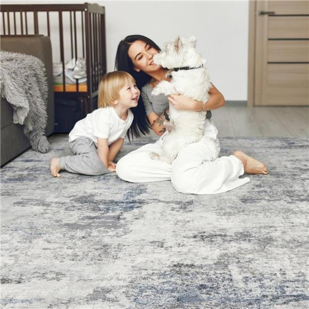 Living Room Area Rugs - 8x10 Abstract Large Soft Indoor Washable Rug Neutral - Picture 5 of 7